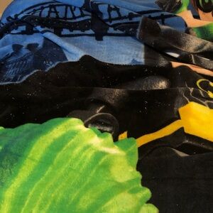 Vibrant Multicolor Graphic Blanket - Green, Blue, Yellow, Black